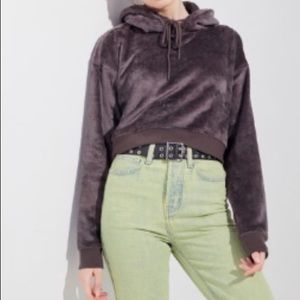 UO Gray Canyon Fleece Hoodie Sweatshirt